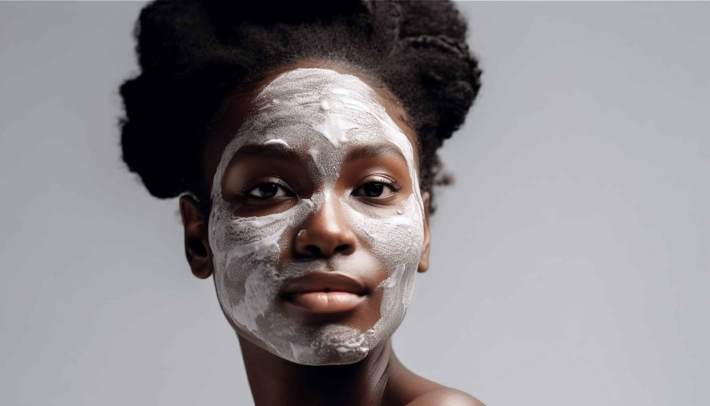 Young African woman applies moisturizer for soft skin.